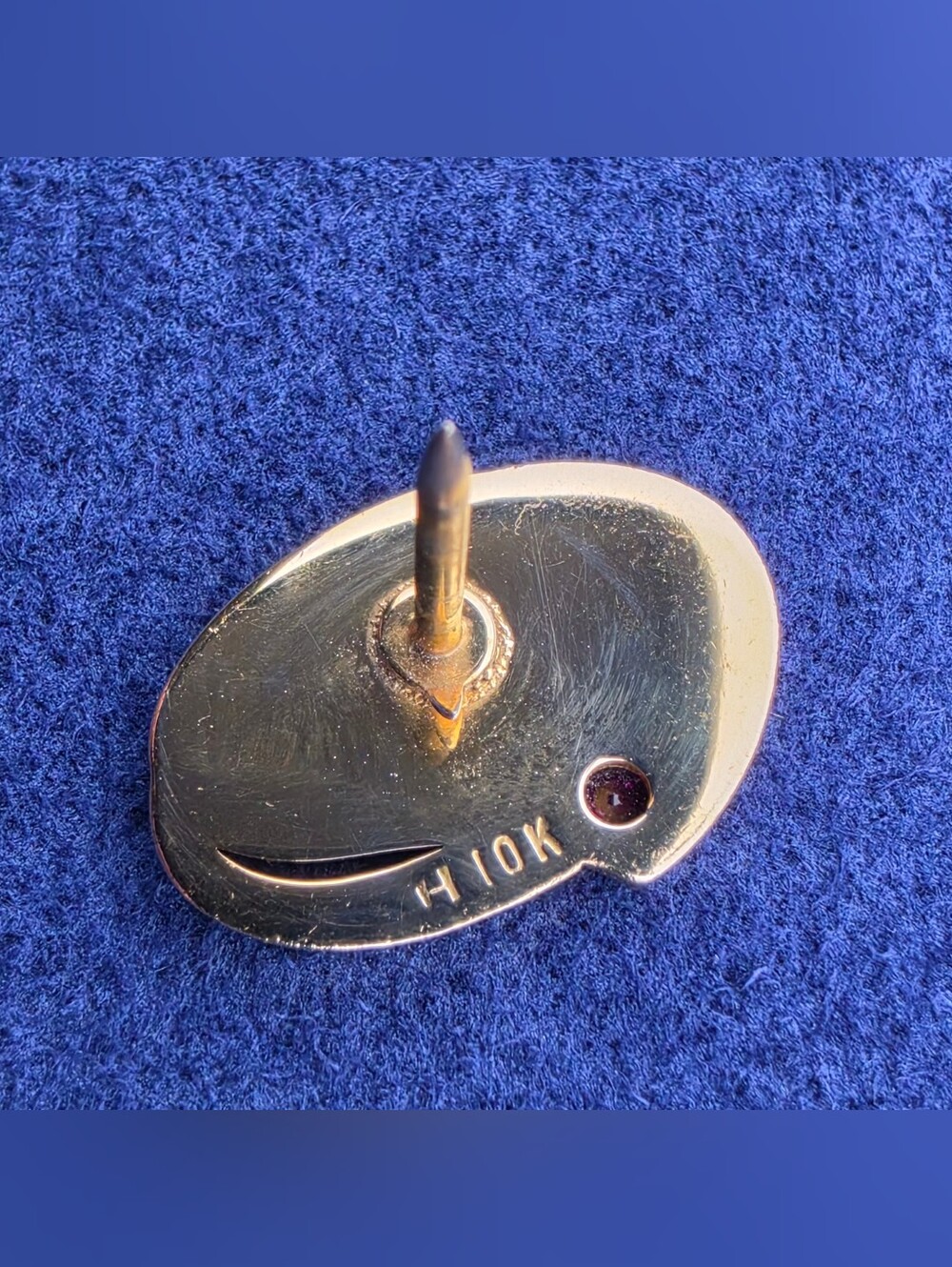Vintage Hershon 10k Yellow Gold Ruby Accent Monogram Tie Tack Lapel Pin - Picture 7 of 8